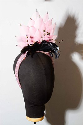 JC Tiara Clarão com penas e cristais