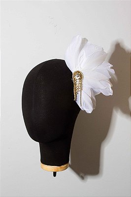 JC Voo Leque de penas e cristais Branco