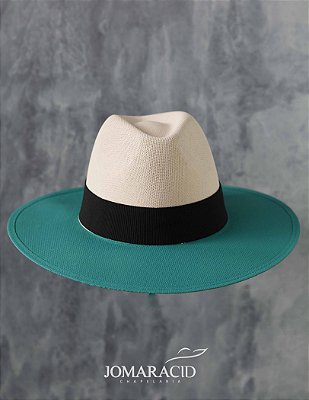 JC Chapéu Fedora Bicolor Verde Tifany Fita Preta