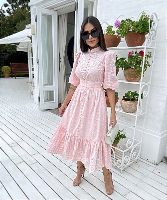 Vestido midi rosa de lesie