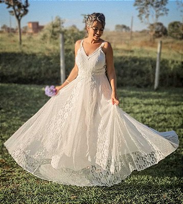 Vestido de noiva civil saia code de calda - Ana Violeta Vestidos