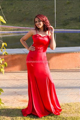 Vestido longo alça decote coração, madrinha de casamento, formatura, aniversário