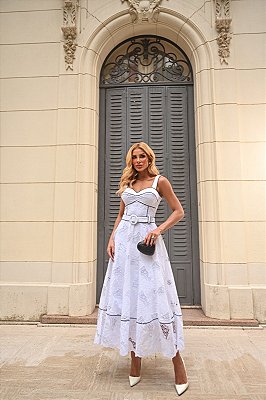 Vestido fluido branco de lese