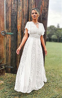 Vestido De Noiva ou 15 anos com saia princesa sem cauda Decote e