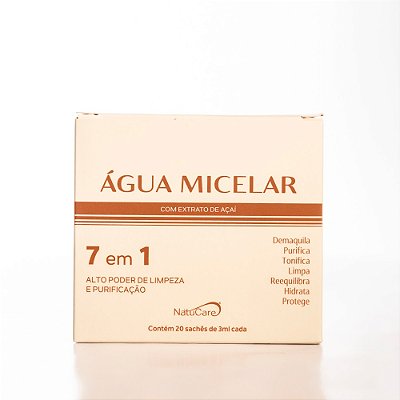 Agua Micelar – 7 em 1 – caixa com 20 saches em forma de lenço umedecido com 3ml cada