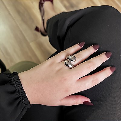 Anel Gama Banhado a Ródio Branco