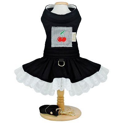 Vestido com Guia para Cachorros Sophie Frutinhas Cereja