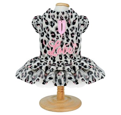 Vestido de Inverno para Cachorros Oncinha Babado Love