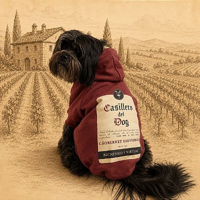Roupinha Pet Moletom para Cachorros Vinho Cãobernet Sauvignon