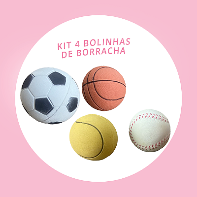 Brinquedo para Cachorros Kit 4 Bolinhas de Borracha Maçica
