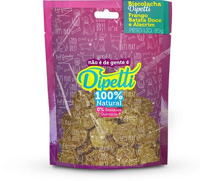 Petisco Natural para Cães Biscolacha Dipetti Frango, Batata Doce e Alecrim 85g