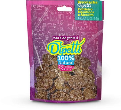 Petisco Natural para Cães Biscolacha Dipetti Cordeiro, Mandioca e Alecrim 85g