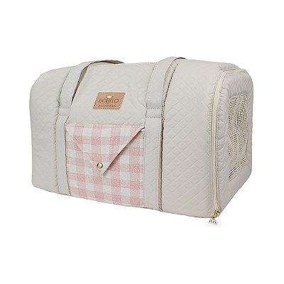 Bolsa de Transporte para Avião Pets Gol Classic Xadrez Rose