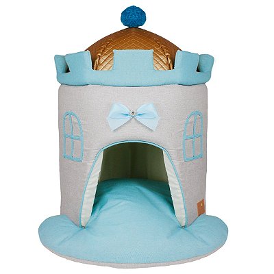 Toca Castelo para Cachorros e Gatos Casinha Realeza Azul