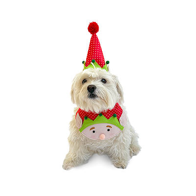 Fantasia de Natal para Cachorros e Gatos Duende Fofo