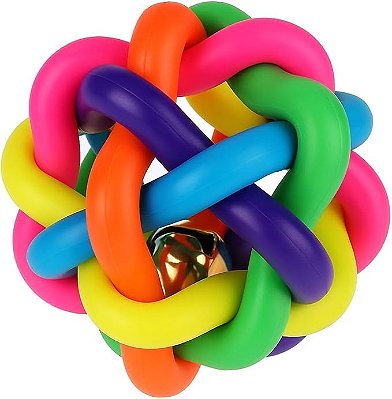 Brinquedo para Cachorros e Gatos Bola Multicolor com Guizo