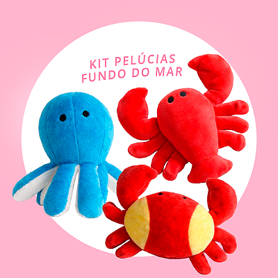 Brinquedo para Cachorros Kit Pelúcias Fundo do Mar