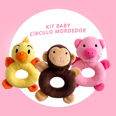 Brinquedo para Cachorros Kit Pelúcia Baby Círculo Mordedor