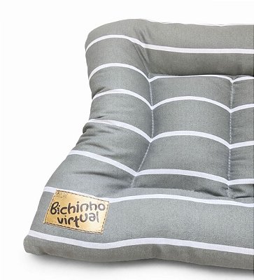 Almofada Impermeável Cinza Listrada para Cachorros