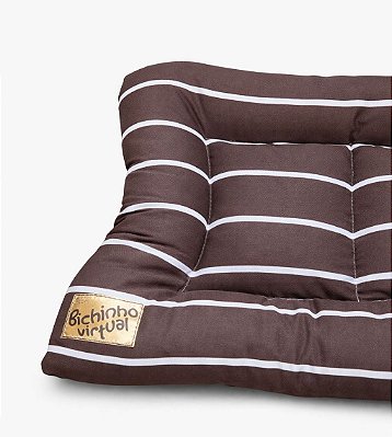 Almofada Impermeável Marrom Listrada para Cachorros