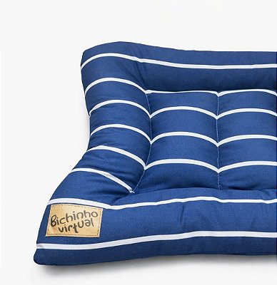 Almofada Impermeável Azul Marinho Listrada para Cachorros