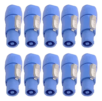 Kit Com 10 Plug Conector Powercom Macho Azul Ac 3 Polos 20a