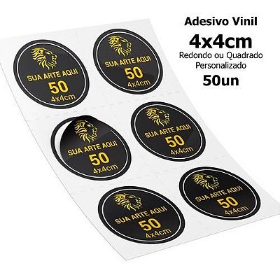 Adesivos Vinil Personalizados 4x4cm 50un