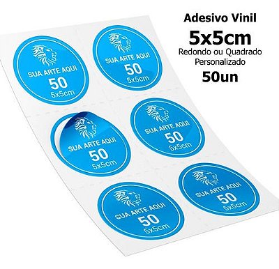 Adesivos Vinil Personalizados 5x5cm 50un