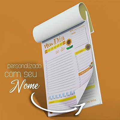 Planner Diário Personalizado Girassol A5 14x20cm 50fls