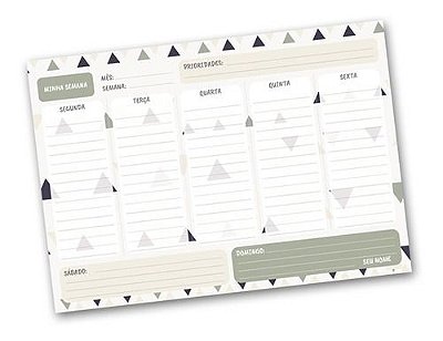 Planner Semanal Personalizado Triângulos A5 14x20cm 100fls