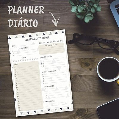 Planner Diário Personalizado Triângulos A4 21x30cm 100fls