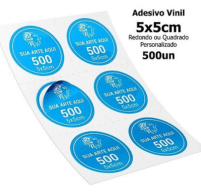 Adesivos Vinil Personalizados 5x5cm 500un