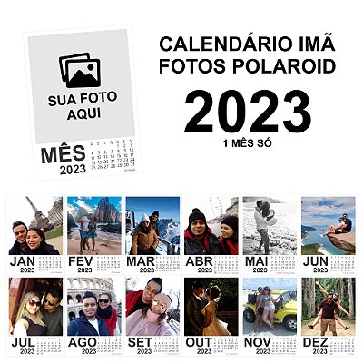 Calendário Polaroid com Fotos Imã Geladeira 12 Meses 6,5x9cm