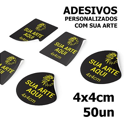 Adesivos Personalizados 4x4cm 50un de Papel