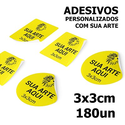 Adesivos Personalizados 3x3cm 180un de Papel