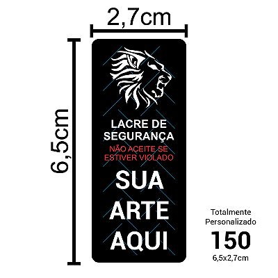 150 Lacres de SeguranÃ§a Adesivos Personalizados 6,5x2,7cm