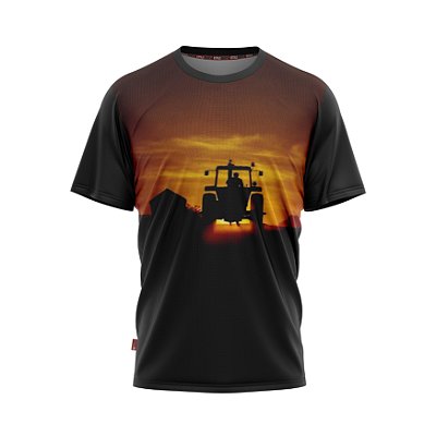 Camiseta Estilo Country Trator Por do Sol