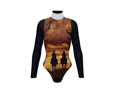 Body Manga Longa Country Cowgirl Cavalgada