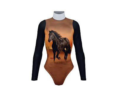 Body Manga Longa Country Cowgirl Cavalgando por ai