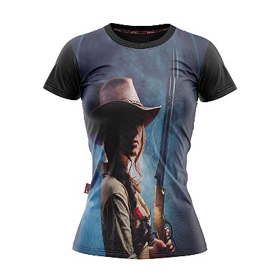 Camiseta Baby Look Country Cowgirl Rifle