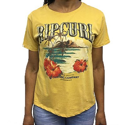 Camiseta Rip Curl authentic surf tee mustarda (feminino)
