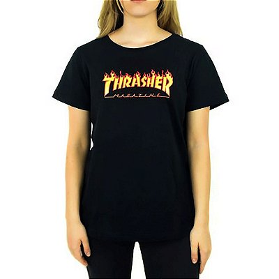 Camiseta Thrasher Flame Feminino preto