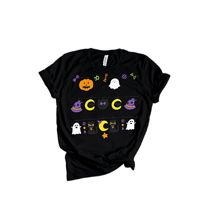 Camiseta Feminina de Algodão Halloween – Estampas Variadas Temáticas