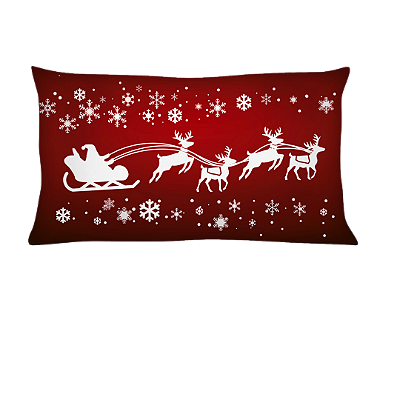 Capa de Almofada Natalina 49x33 Trenó Papai Noel Rena Natal