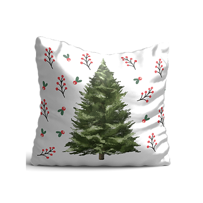 Almofada Branca 35x35 Pinheiro Natal