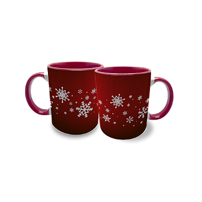 Caneca 325ml Flocos de Neve Natal Presente