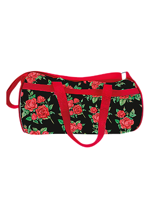 Bolsa Esportiva Rosas Fundo Preto