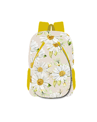 Mochila Grande com Compartimento para Raquete | Estampa de Margaridas