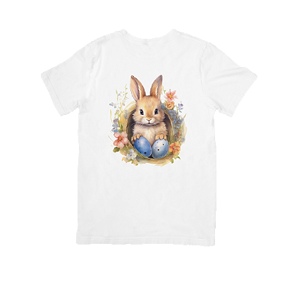 Camiseta Branca de Algodão Coellho Vintage