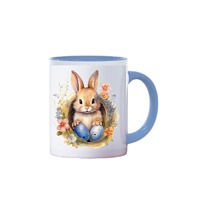 Caneca de Porcelana 325ml Coelho de Páscoa | Presente Fofo e Temático